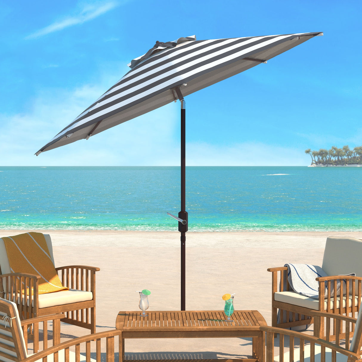 SAFAVIEH Addyson Fashion Line 9 Ft. Umbrella, Base Not Included