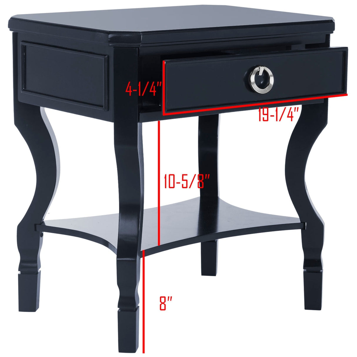 SAFAVIEH Adrianne One Drawer Black / Black Nightstand