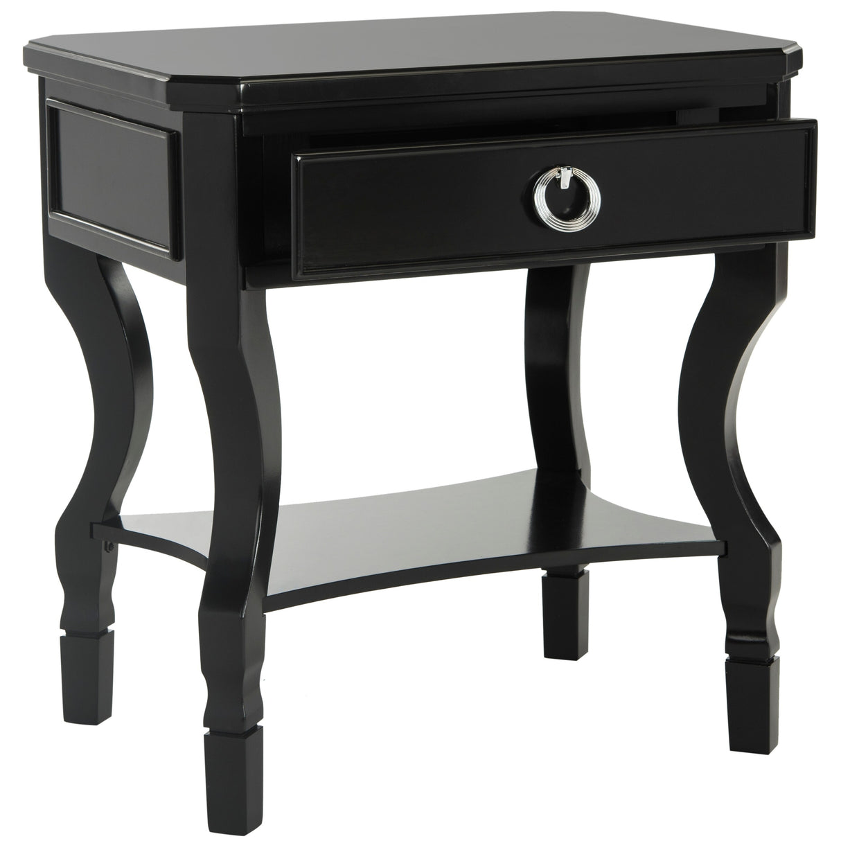 SAFAVIEH Adrianne One Drawer Black / Black Nightstand