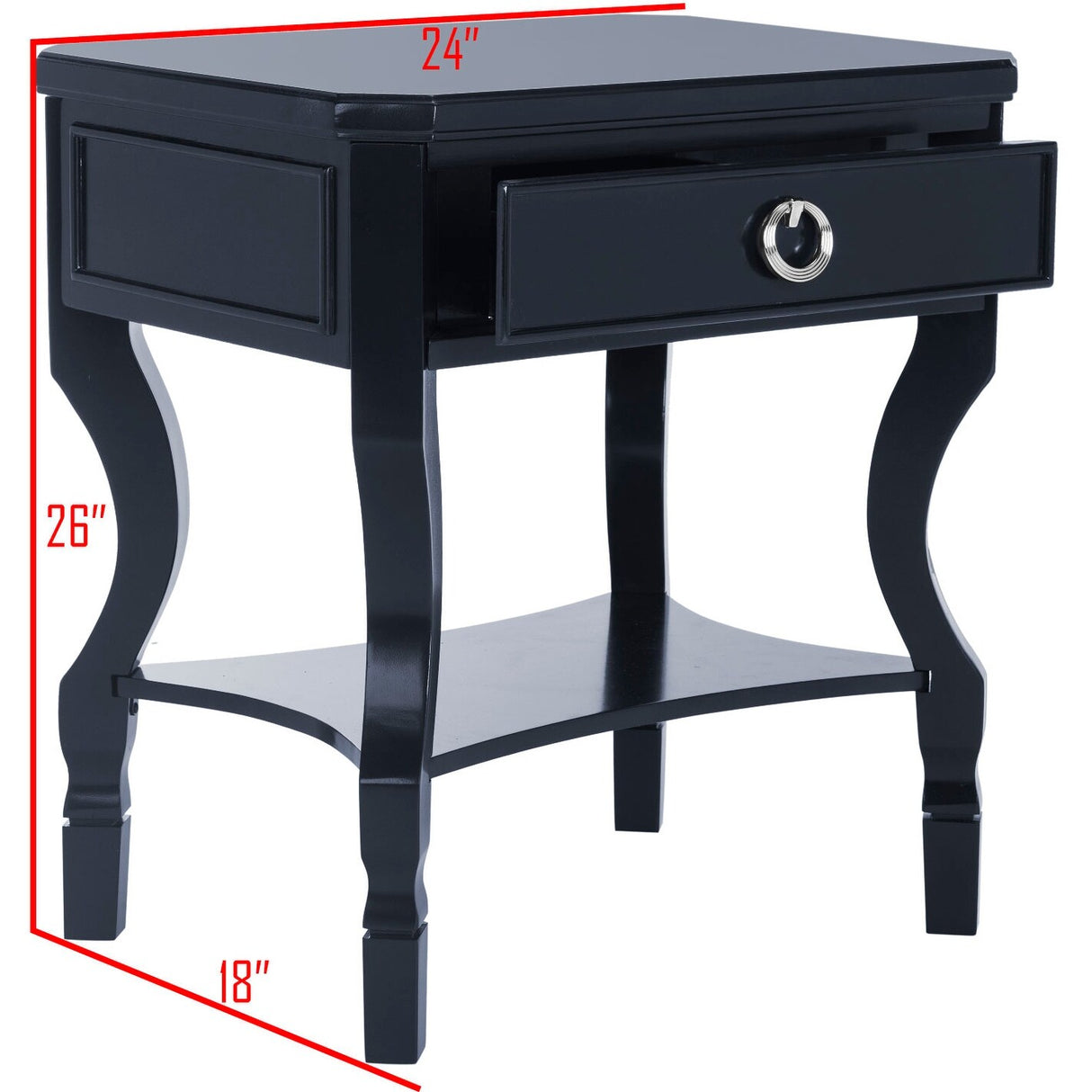 SAFAVIEH Adrianne One Drawer Black / Black Nightstand