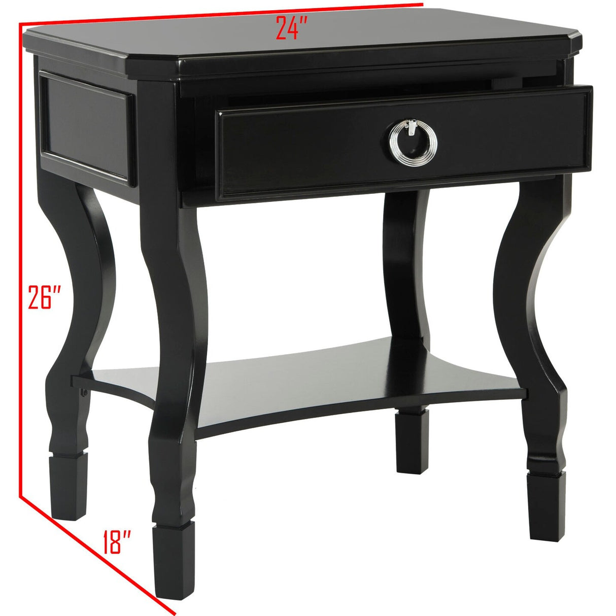 SAFAVIEH Adrianne One Drawer Black / Black Nightstand