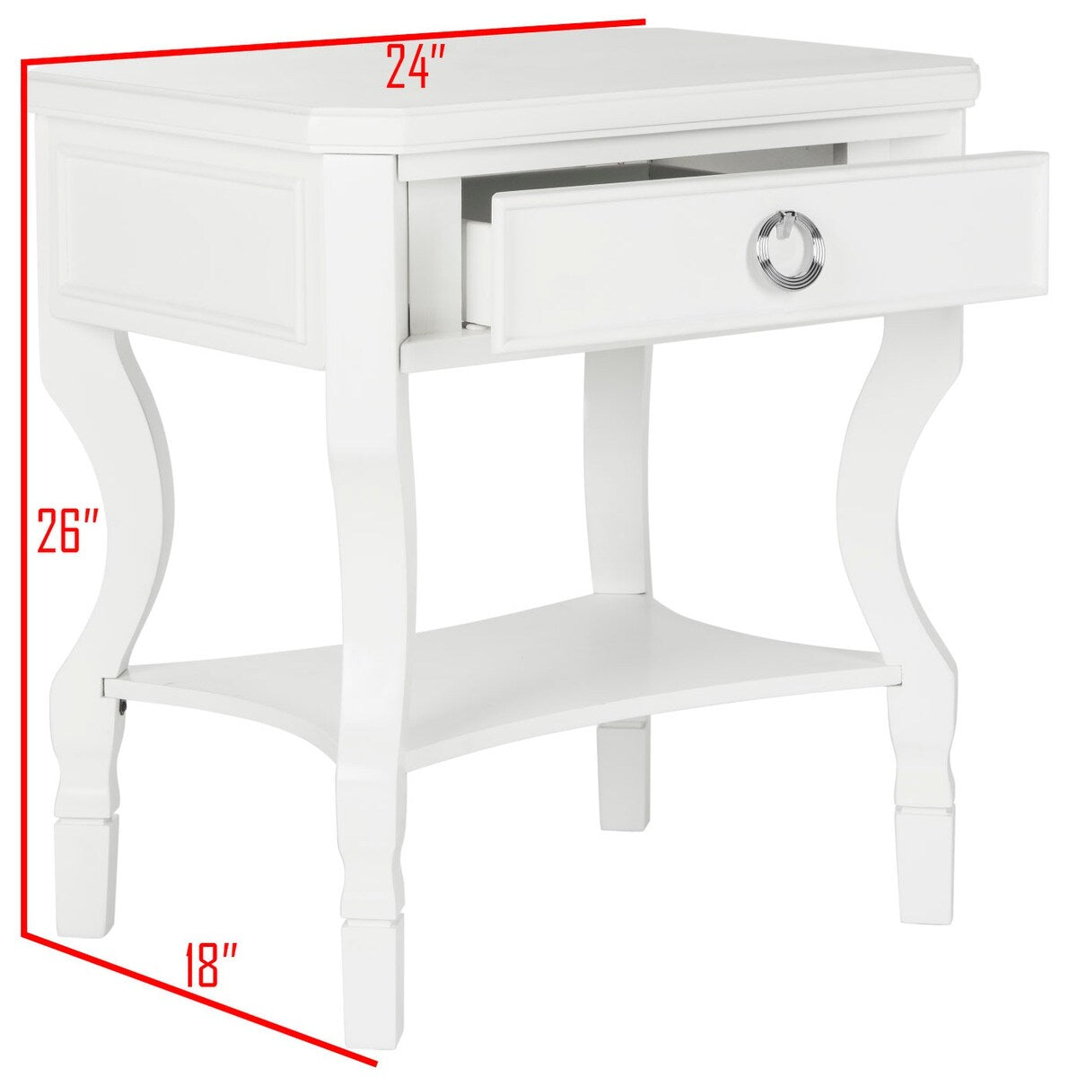 SAFAVIEH Adrianne White Side Table - 24" x 18" x 26" - 24Wx18Dx26H