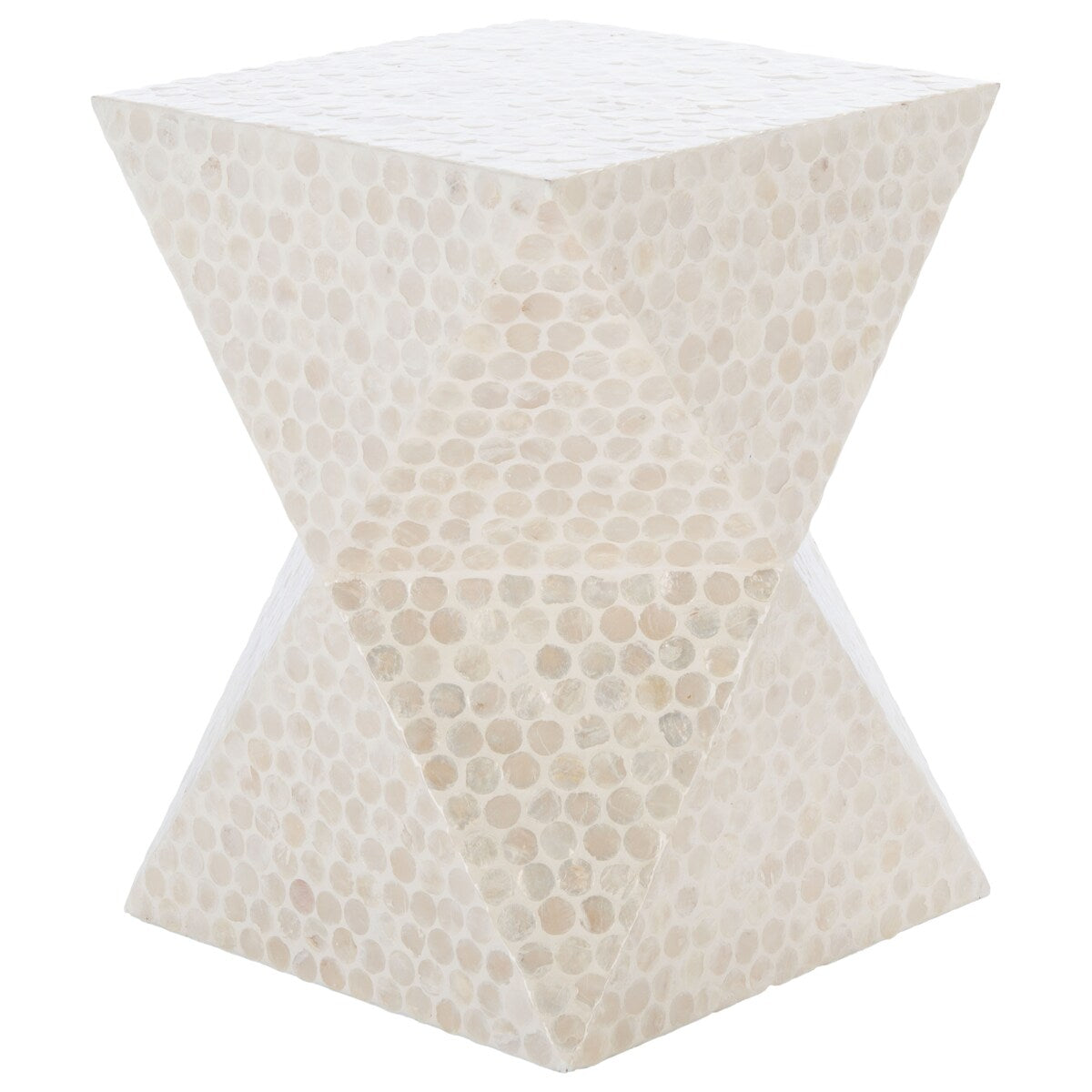 SAFAVIEH Agatha White Modern Geometric Accent Table - 13.4" W x 13.4" L x 18.1" H - 13Wx13Dx18H