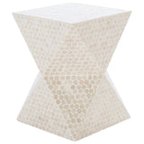 SAFAVIEH Agatha White Modern Geometric Accent Table - 13.4" W x 13.4" L x 18.1" H - 13Wx13Dx18H