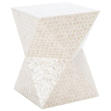 SAFAVIEH Agatha White Modern Geometric Accent Table - 13.4" W x 13.4" L x 18.1" H - 13Wx13Dx18H