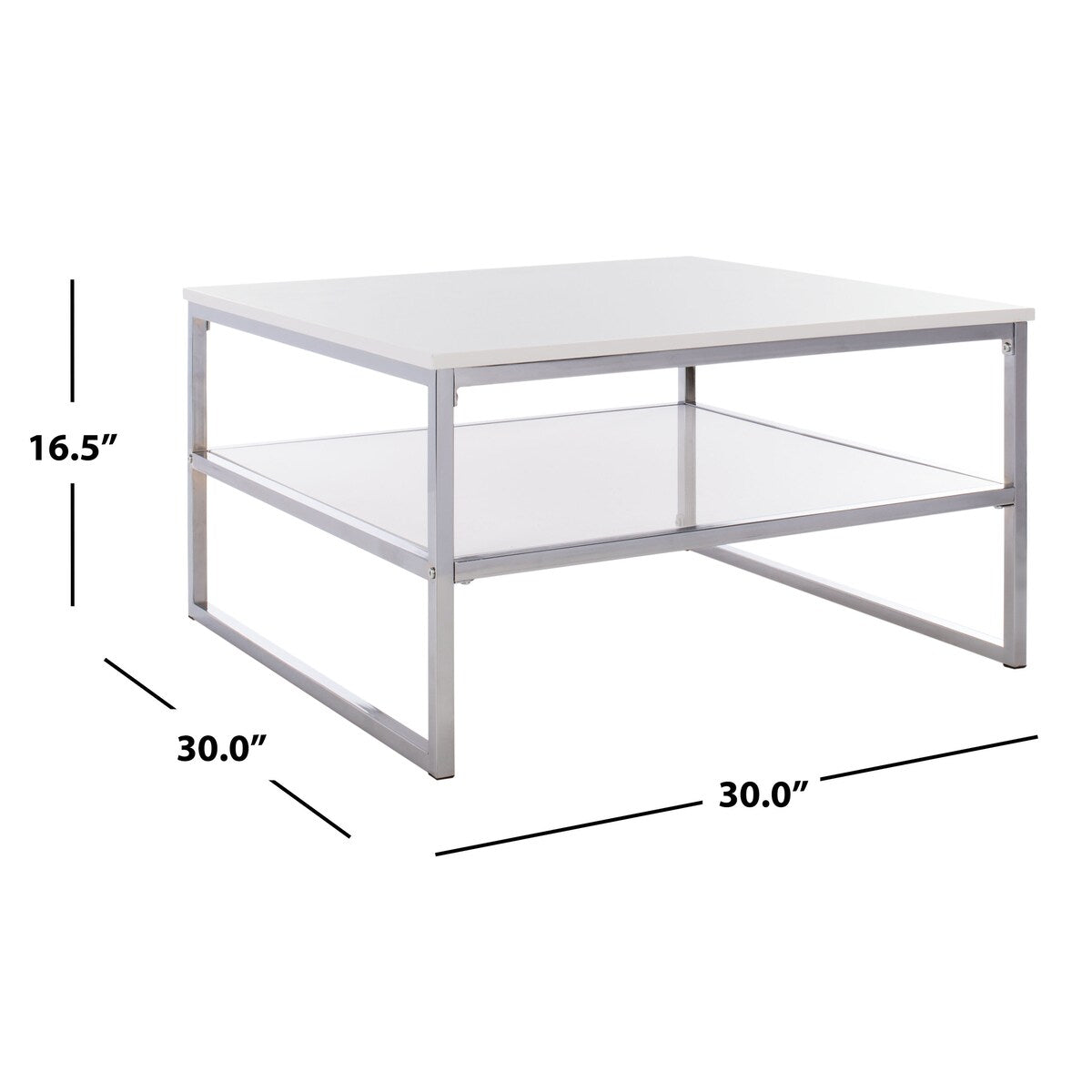 SAFAVIEH Agnela 2-Tier Modern Glam Square Coffee Table - 30" x 30" x 16.5" - 30Wx30Dx17H