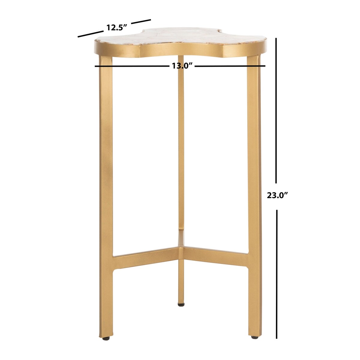 SAFAVIEH Agnese Tripod Accent Table / Gold - 13" x 12.5" x 23" - 13Wx13Dx23H