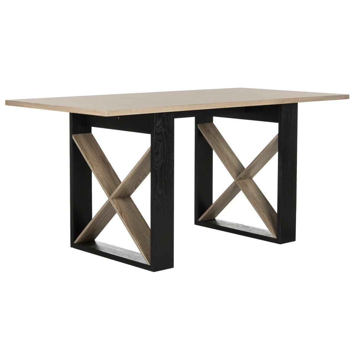 SAFAVIEH Agnethe Retro Mid Century Light Grey/Black Wood Dining Table - 63" x 31.5" x 29.5" - 63Wx32Dx30H