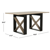 SAFAVIEH Agnethe Retro Mid Century Light Grey/Black Wood Dining Table - 63" x 31.5" x 29.5" - 63Wx32Dx30H