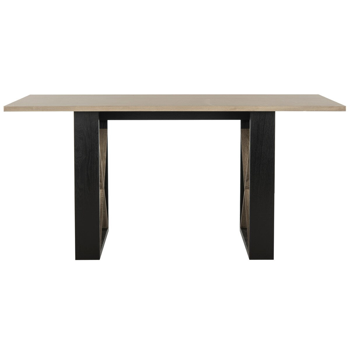 SAFAVIEH Agnethe Retro Mid Century Light Grey/Black Wood Dining Table - 63" x 31.5" x 29.5" - 63Wx32Dx30H