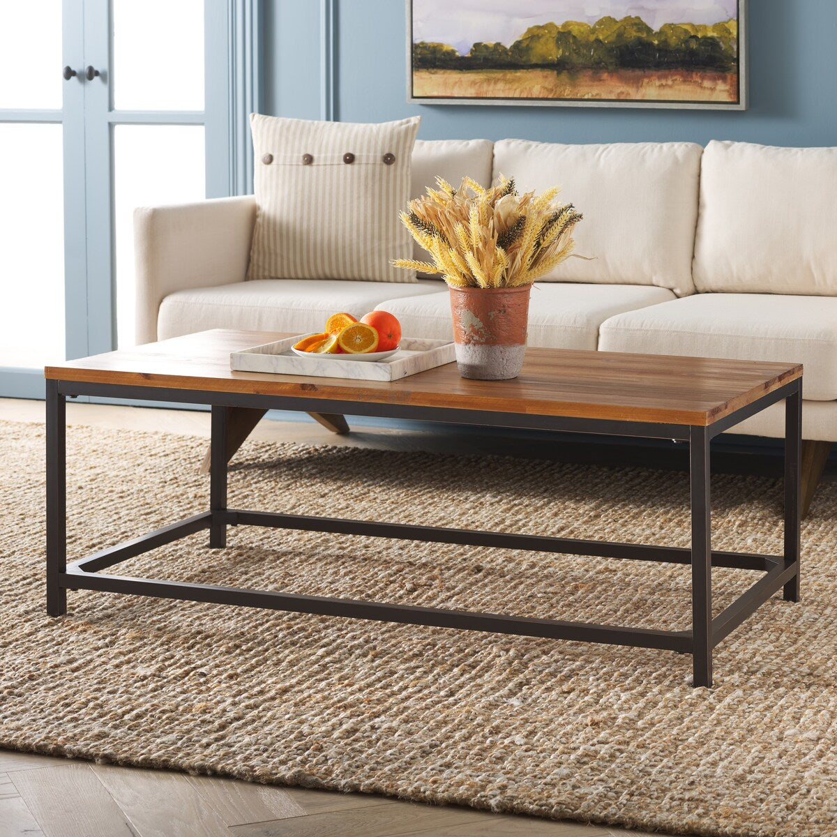 SAFAVIEH Aino Reclamined Wood Finish Coffee Table - 48" x 24" x 17.7" - 48Wx24Dx18H