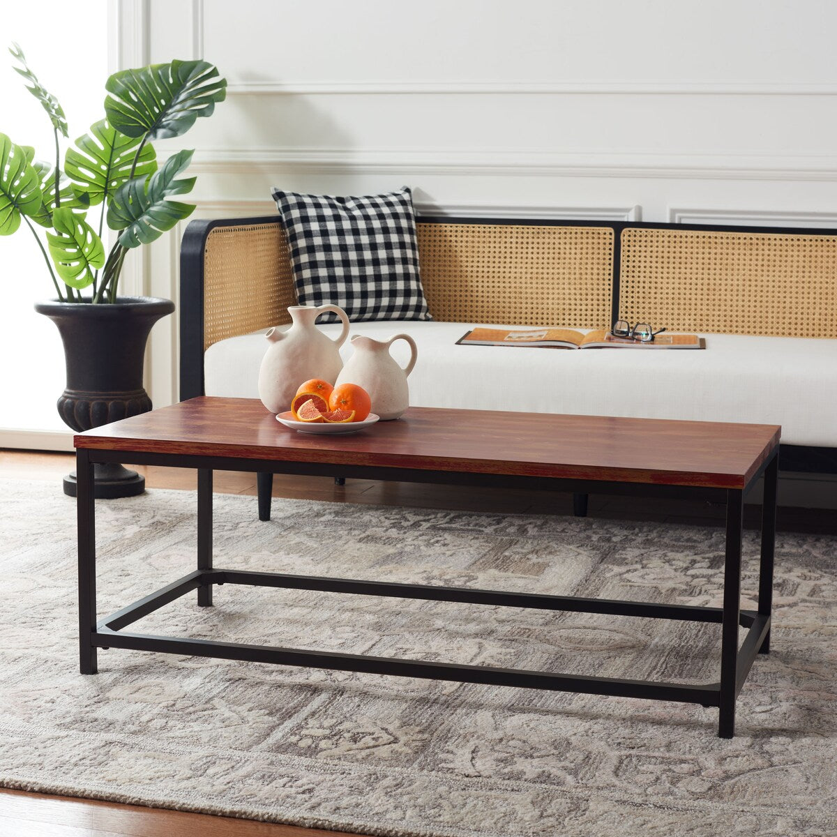 SAFAVIEH Aino Reclamined Wood Finish Coffee Table - 48" x 24" x 17.7" - 48Wx24Dx18H