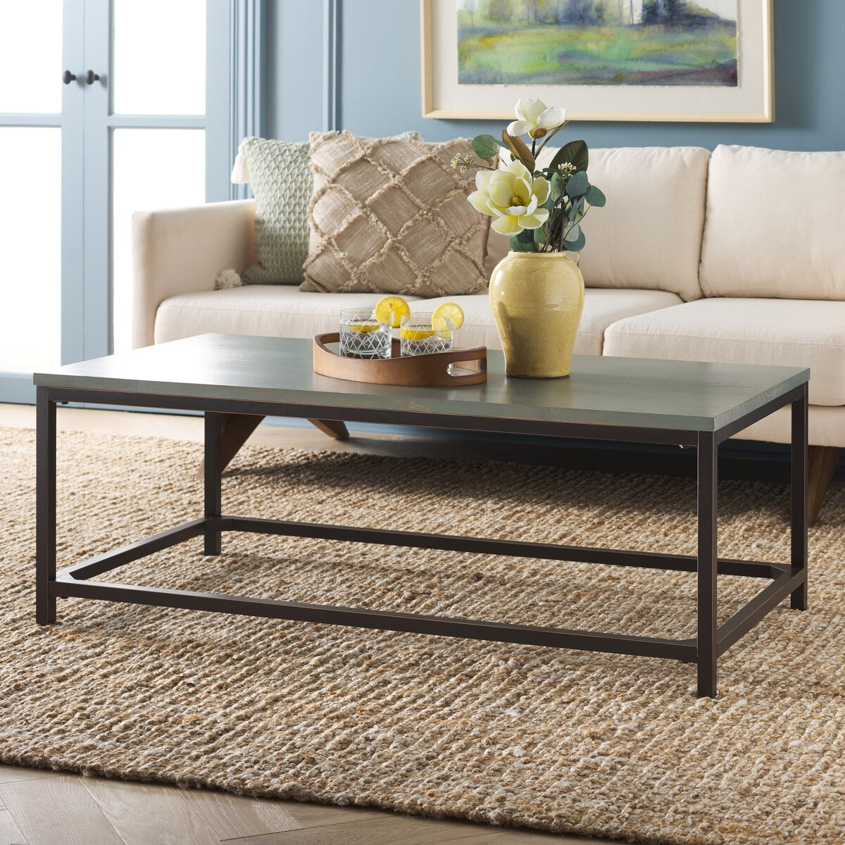 SAFAVIEH Aino Reclamined Wood Finish Coffee Table - 48" x 24" x 17.7" - 48Wx24Dx18H