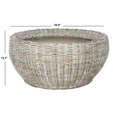 SAFAVIEH Alfia Wood Top Wicker Drum Coffee Table - 35.4" x 35.4" x 15.7" - 35Wx35Dx16H