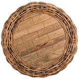 SAFAVIEH Alfia Wood Top Wicker Drum Coffee Table - 35.4" x 35.4" x 15.7" - 35Wx35Dx16H