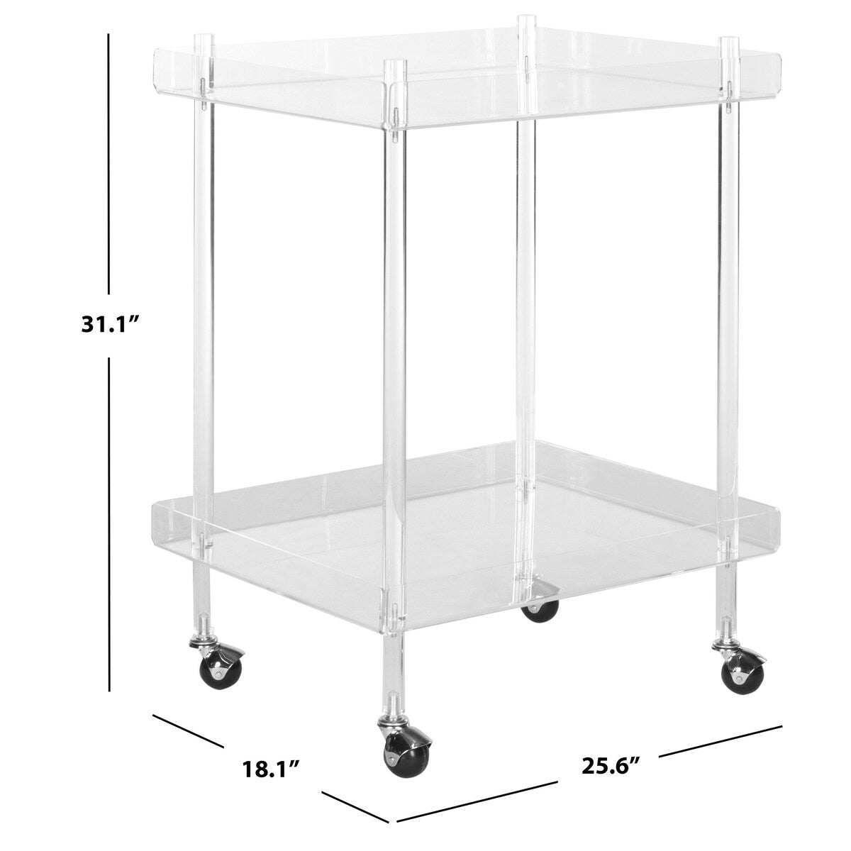 SAFAVIEH Alheid Clear Acrylic Kitchen Cart - 25.6" x 18.1" x 31.1" - 26Wx18Dx31H