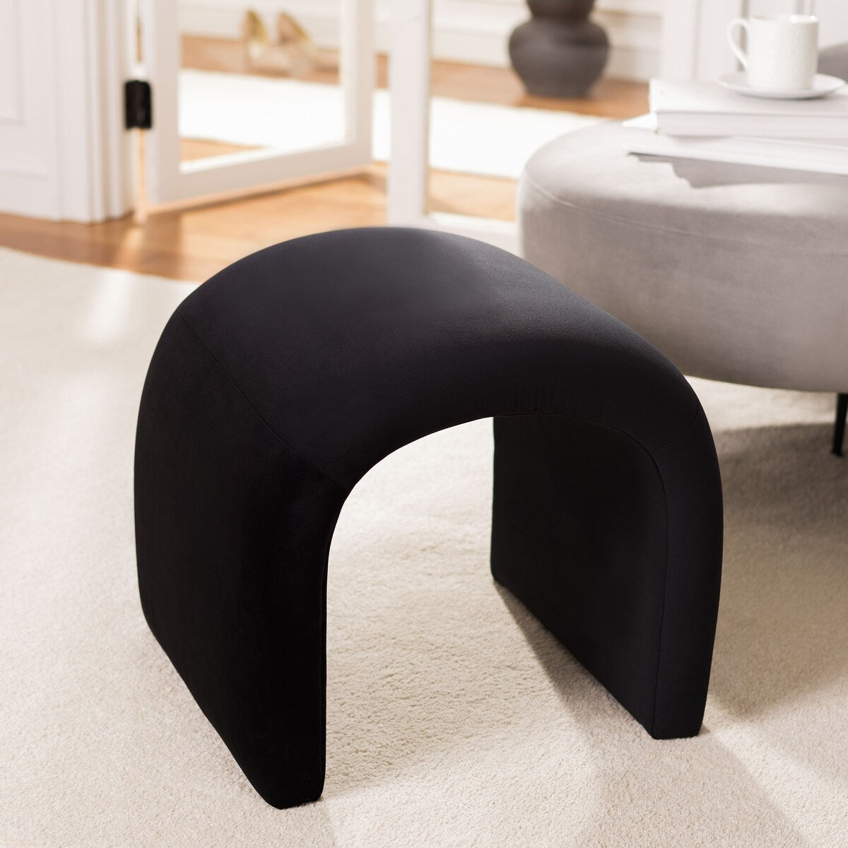 SAFAVIEH Alize Curved Waterfall Velvet Ottoman