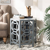 SAFAVIEH Alla Pearl Blue Grey Side Table - 22.8" x 22.8" x 22.2" - 23Wx23Dx22H