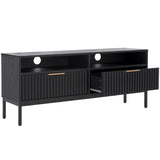 SAFAVIEH Alyse 2-Drawer 2-Shelf Entertainment Media Stand (Fits Up To 65" Flatscreen TV) - 60.4 In. x 15.6 In. x 24.8 In.