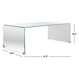 SAFAVIEH Alzina Ombre Glass Coffee Table-Clear / Blue - 47.2" x 25.6" x 16.5" - 47Wx26Dx17H