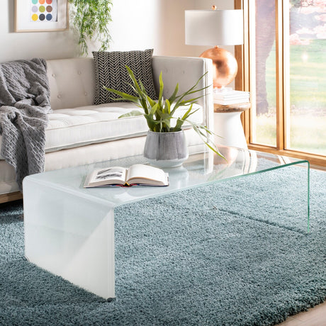 SAFAVIEH Alzina Ombre Glass Coffee Table-Clear / Blue - 47.2" x 25.6" x 16.5" - 47Wx26Dx17H