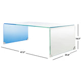 SAFAVIEH Alzina Ombre Glass Coffee Table-Clear / Blue - 47.2" x 25.6" x 16.5" - 47Wx26Dx17H