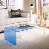 SAFAVIEH Alzina Ombre Glass Coffee Table-Clear / Blue - 47.2" x 25.6" x 16.5" - 47Wx26Dx17H