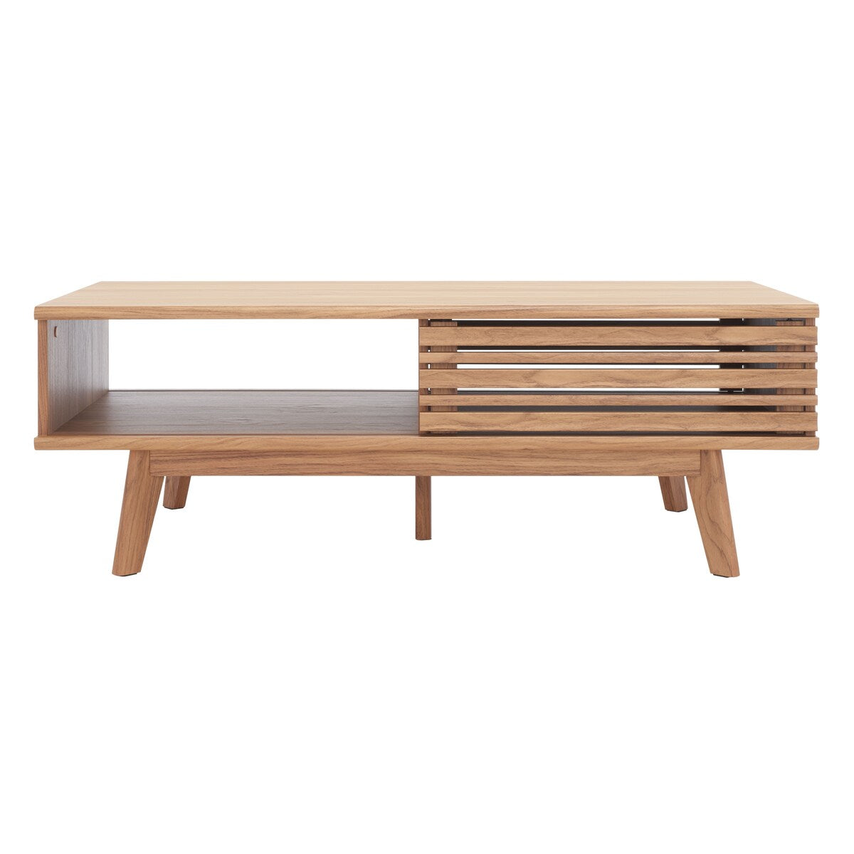 SAFAVIEH Ameetha Mid-Century 1-Shelf Walnut Coffee Table - 46" W x 23" D x 16" H - 46Wx23Dx16H