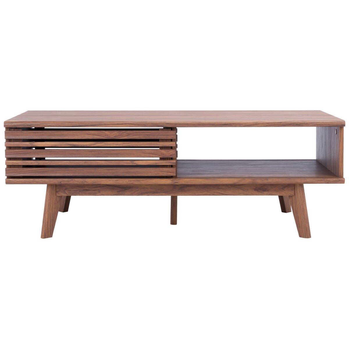 SAFAVIEH Ameetha Mid-Century 1-Shelf Walnut Coffee Table - 46" W x 23" D x 16" H - 46Wx23Dx16H