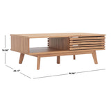 SAFAVIEH Ameetha Mid-Century 1-Shelf Walnut Coffee Table - 46" W x 23" D x 16" H - 46Wx23Dx16H