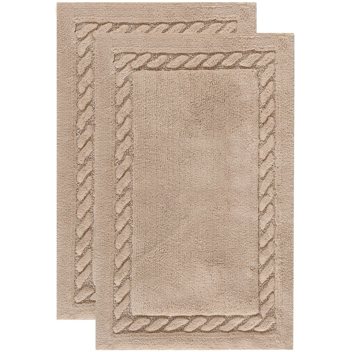 SAFAVIEH Andra Plush Master Cable Plush Linen Bath Rug (Set of 2) - 1'9" x 2'10"