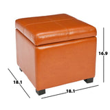 SAFAVIEH Angelica Brown Leather Storage Ottoman