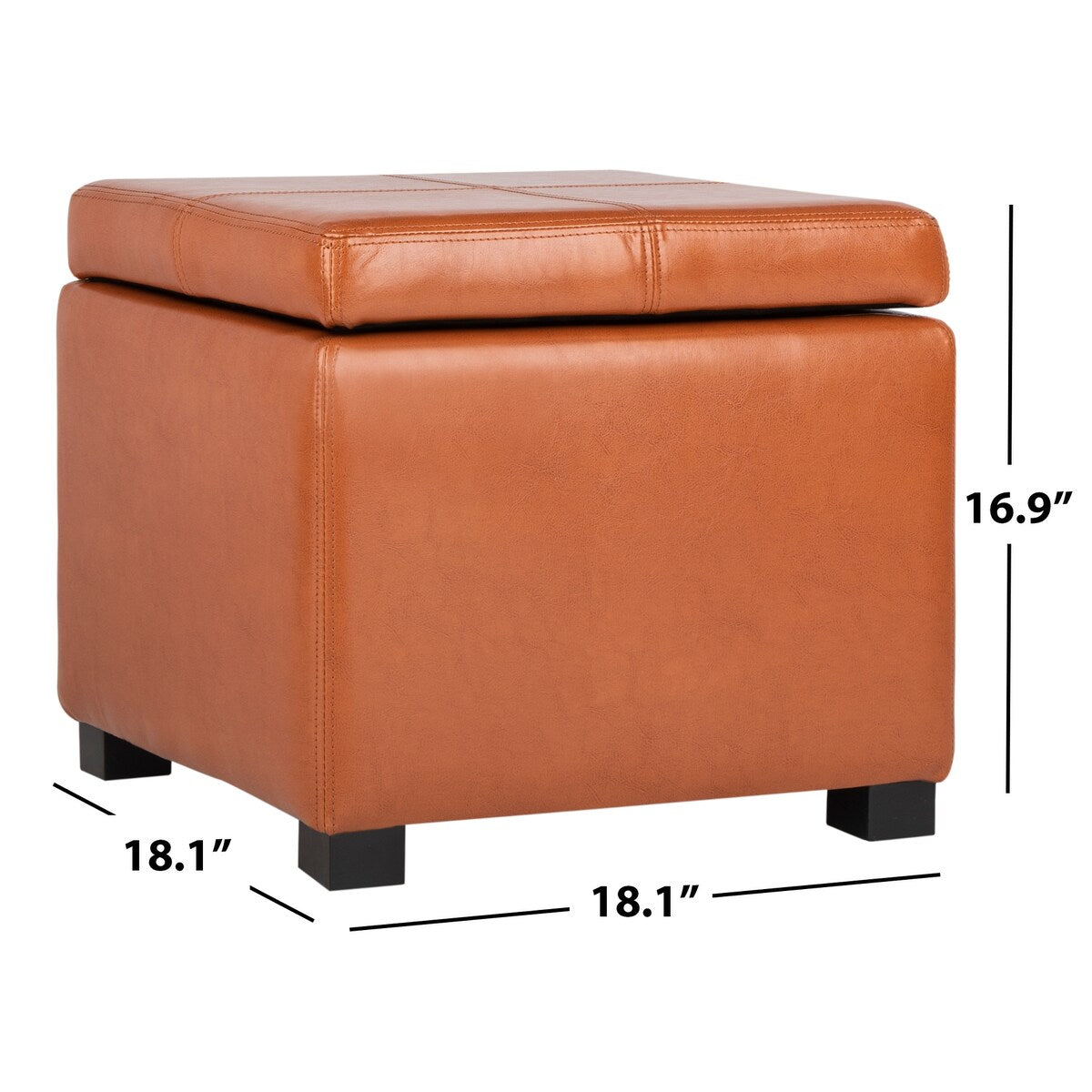 SAFAVIEH Angelica Brown Leather Storage Ottoman