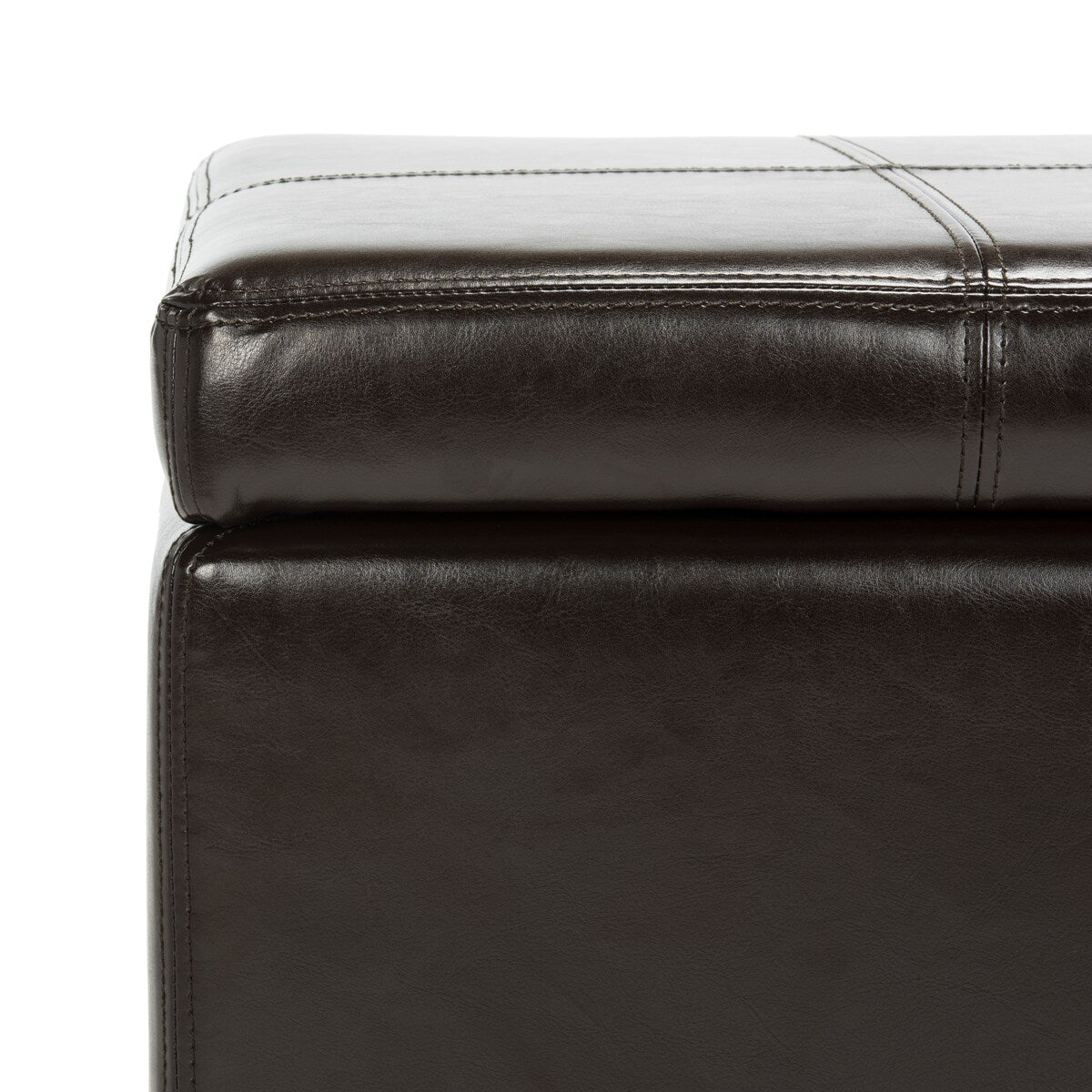 SAFAVIEH Angelica Brown Leather Storage Ottoman