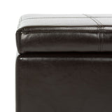 SAFAVIEH Angelica Brown Leather Storage Ottoman