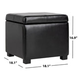 SAFAVIEH Angelica Brown Leather Storage Ottoman