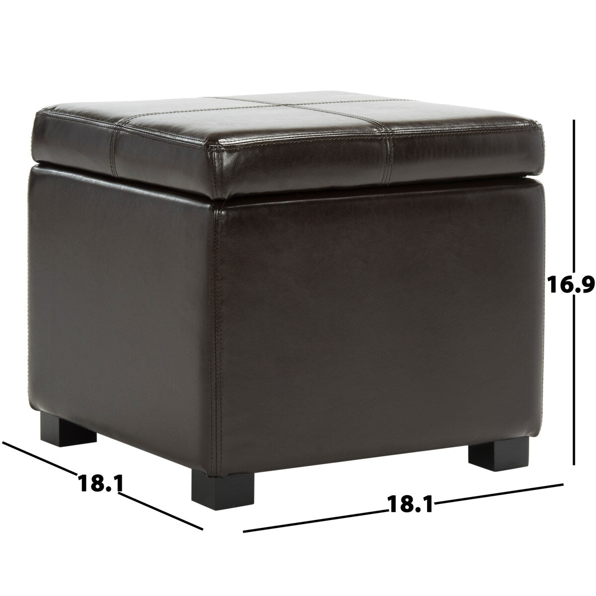 SAFAVIEH Angelica Brown Leather Storage Ottoman