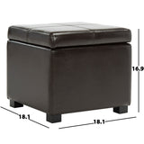 SAFAVIEH Angelica Brown Leather Storage Ottoman