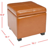 SAFAVIEH Angelica Brown Leather Storage Ottoman