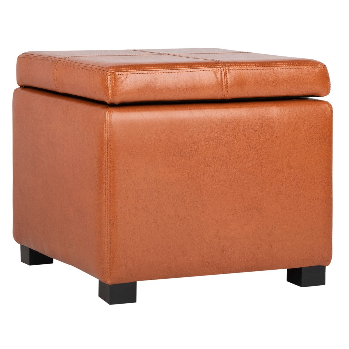 SAFAVIEH Angelica Brown Leather Storage Ottoman