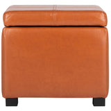 SAFAVIEH Angelica Brown Leather Storage Ottoman