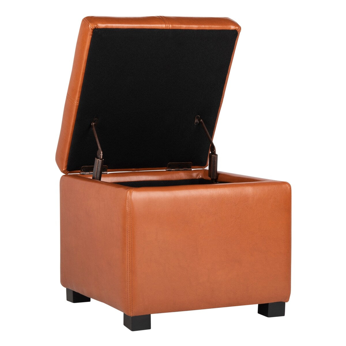 SAFAVIEH Angelica Brown Leather Storage Ottoman