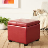 SAFAVIEH Angelica Brown Leather Storage Ottoman