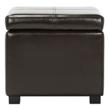 SAFAVIEH Angelica Brown Leather Storage Ottoman