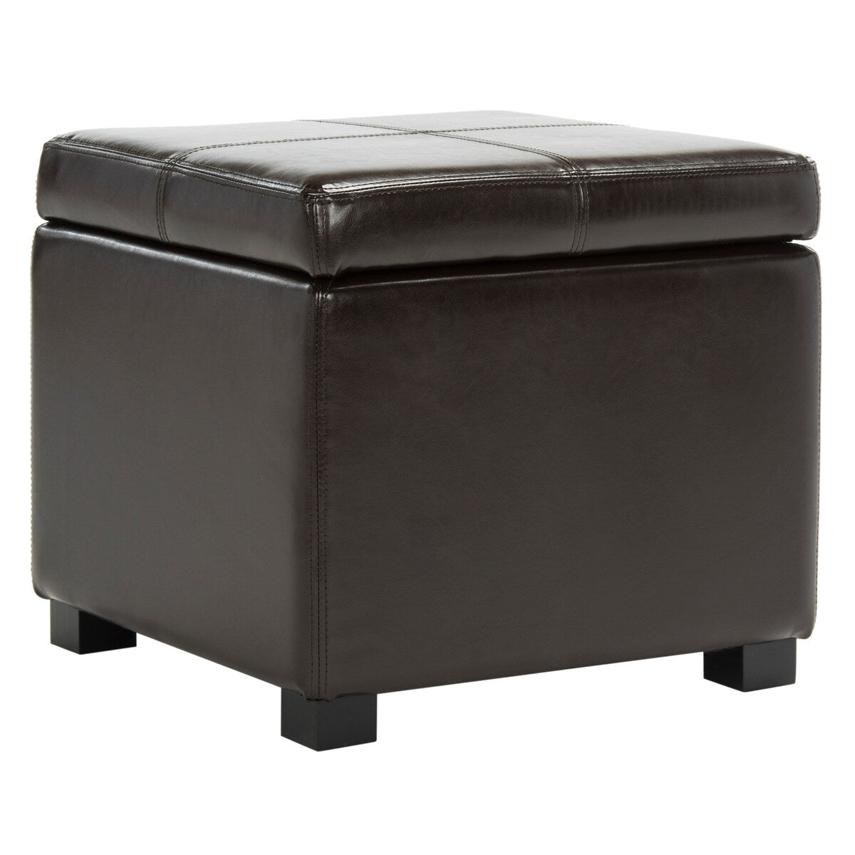 SAFAVIEH Angelica Brown Leather Storage Ottoman