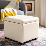 SAFAVIEH Angelica Brown Leather Storage Ottoman