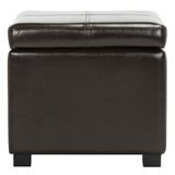 SAFAVIEH Angelica Brown Leather Storage Ottoman