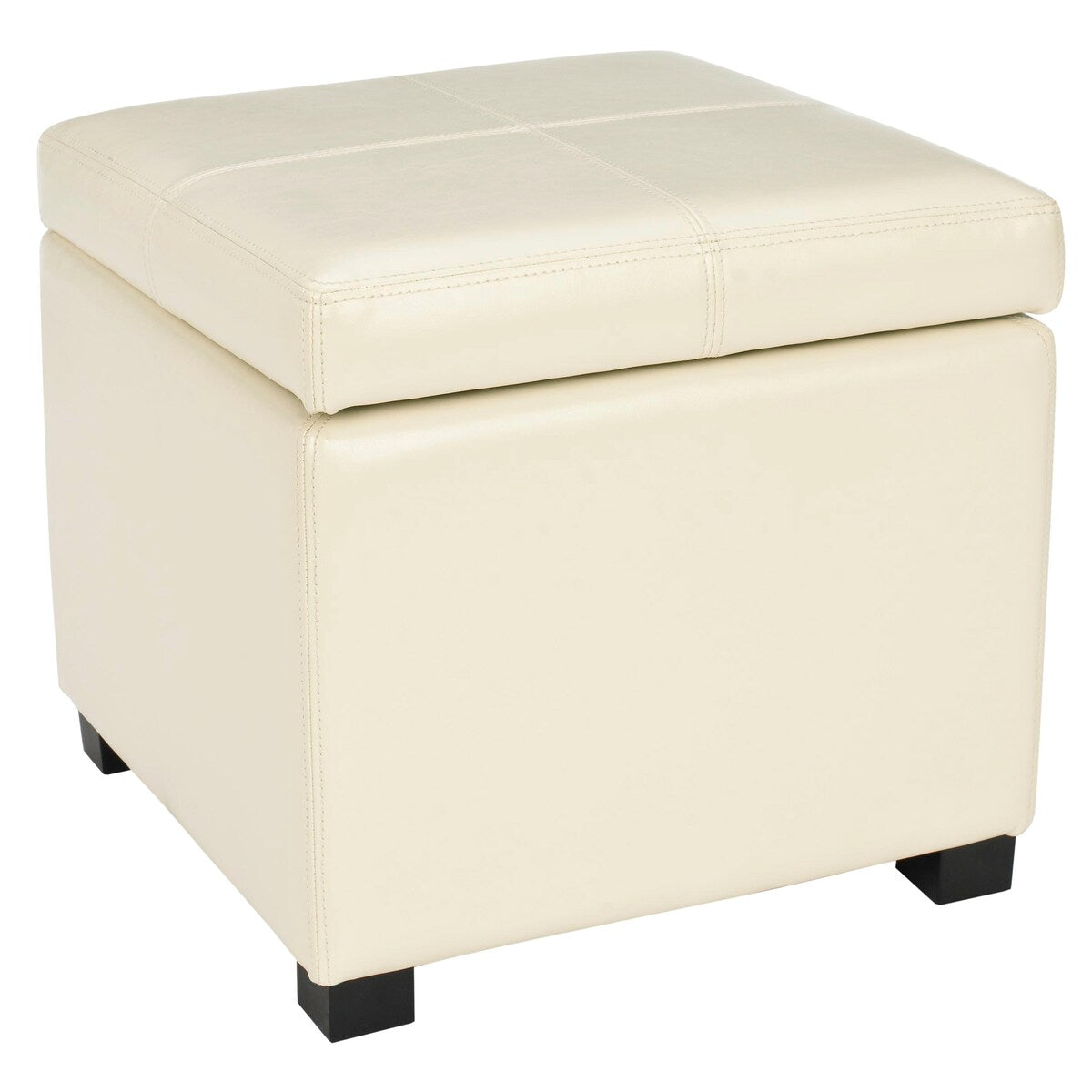 SAFAVIEH Angelica Brown Leather Storage Ottoman