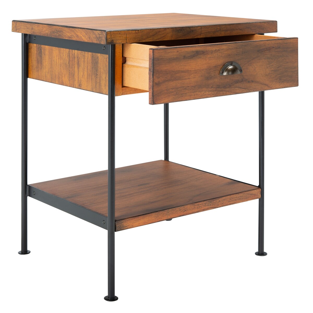 SAFAVIEH Annaig Brown/ Black 1-Drawer 1-Shelf Accent Table - 20" W x 15.5" L x 24" H - 20Wx16Dx24H