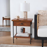 SAFAVIEH Annaig Brown/ Black 1-Drawer 1-Shelf Accent Table - 20" W x 15.5" L x 24" H - 20Wx16Dx24H